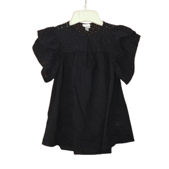 a new day Tops - A New Day Black Cotton Eyelet Top